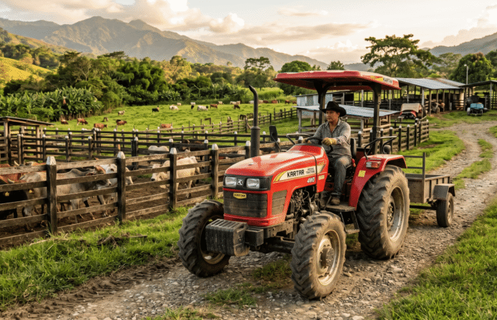 Descubre 5 tareas ganaderas donde un tractor mejora la alimentación, limpieza, transporte y productividad diaria en la finca.